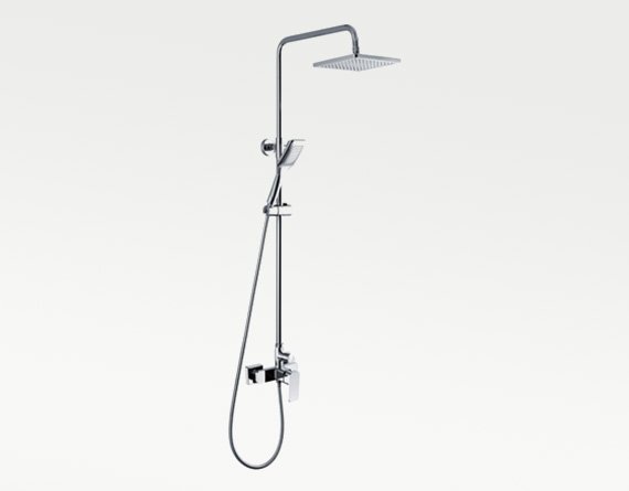 Chrome Shower Column with Dual Showerheads-2
