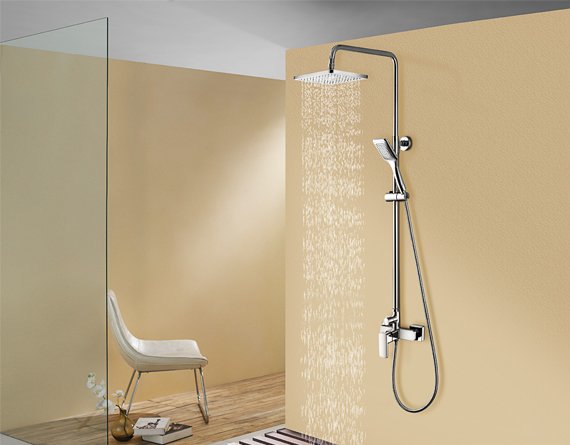 Chrome Shower Column with Dual Showerheads
