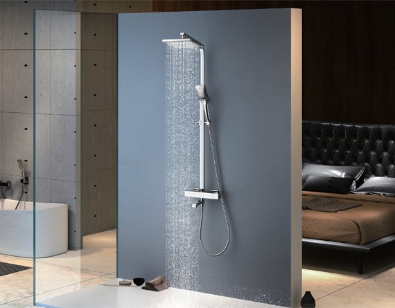 Exposed Shower Set with Foldable Bathtub Spout